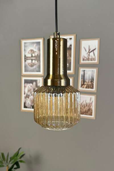 Bamyum Jerno Cam Bal Rengi Tekli Avize Eskitme Fener Başlık Retro Sarkıt Lamb...