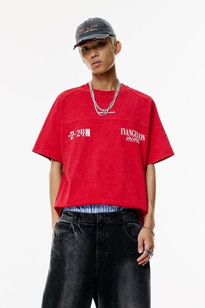 Pull & Bear Red Evangelion T-shirt