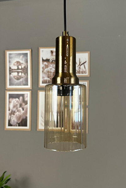 Bamyum Vetra Cam Bal Rengi Tekli Avize Eskitme Fener Başlık Retro Sarkıt Lamb...