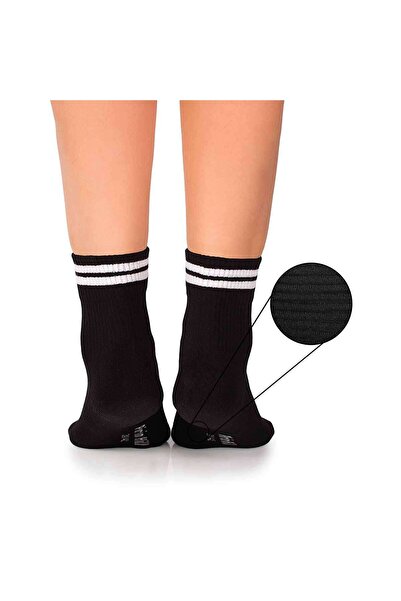 Pirin Hill Черни памучни чорапи Active Day с 2 бели райета