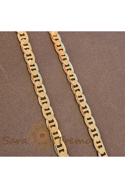saratremo Unisex Chain Plated with 18K Gold, Elegant Model with Links - 55/60 cm