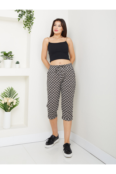 Banadamoda Women's Patterned Combed Cotton Capri