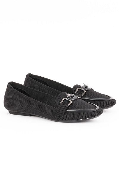 Paris Shoes Women's Black Knitwear Casual Ballerinas - Flexira