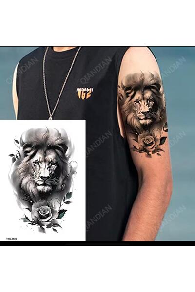 Arescollection 3d gerçek görünümlü suya dayanıklı aslan gül kol bacak geçici ...