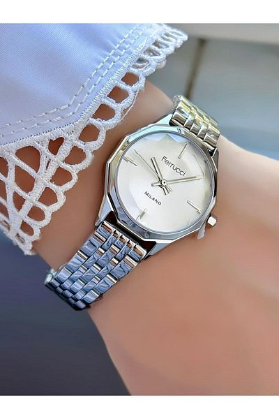 Ferrucci Milano Women's Wristwatch - Cut Glass, Metal Cord
