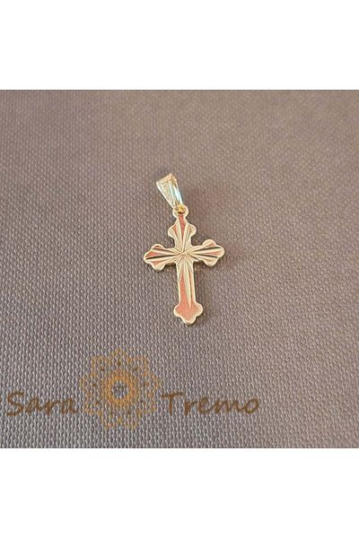saratremo Elegant Cross Pendant with Fine Sunray Engravings, 2.5 cm