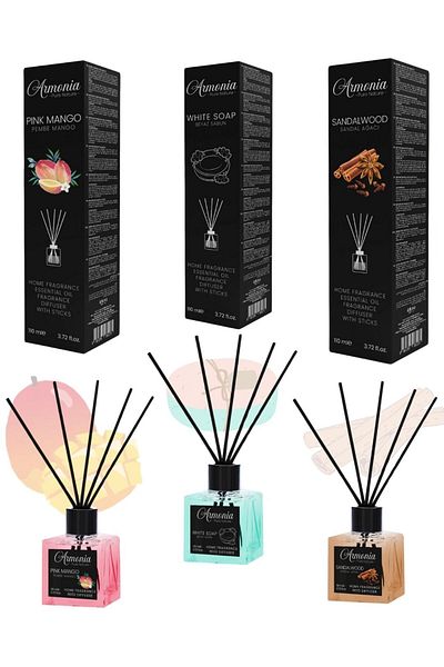 ARMONİA Room Air Freshener And Deodorizer 3x Mango Pink - Sandal - Soap