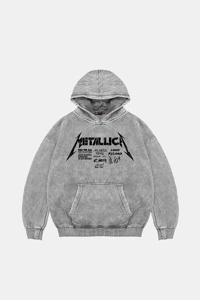 Sekizbiraltı Metallica Road Reload Oversize Unisex πλενόμενο λευκό κουκούλα