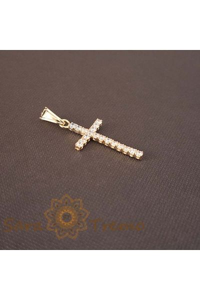 saratremo Elegant fine cross 3 cm with zirconia crystals – Shine and refinement