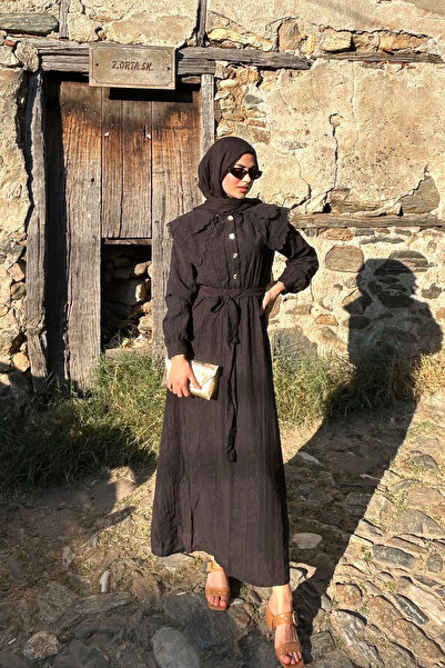 LOCCO Women's Lace Baby Collar Dress Black