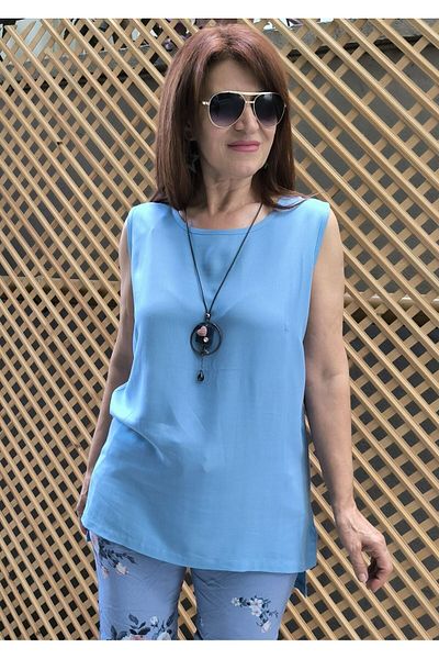 DenizEge Viscose Sleeveless Blouse Baby Blue
