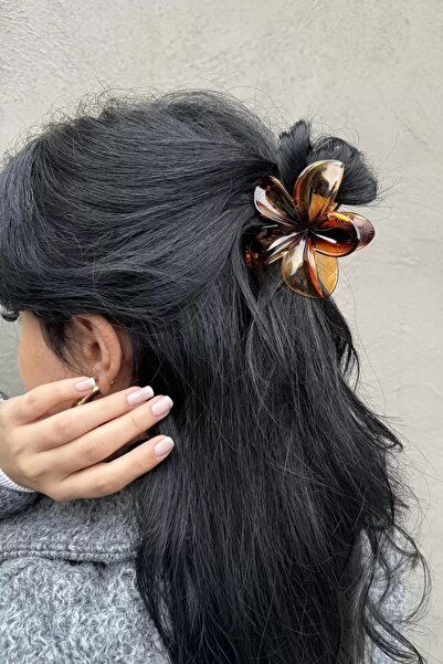 shai Καφέ αγκράφα Lotus με μοτίβο λεοπάρ με λουλούδια