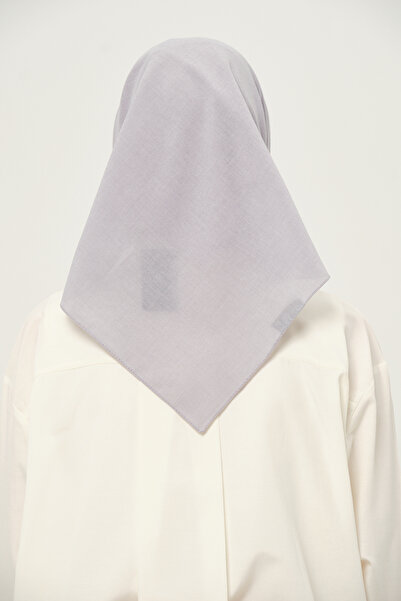 Madame Polo Τετράγωνο κασκόλ Poly Coton Ασημί βαμβακερό αναπνεύσιμο ύφασμα