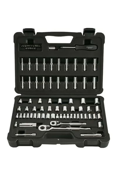 Stanley 85-Piece Socket Tool Set – Black/Silver | Durable Ratchet & Wrench Kit with Carry Case