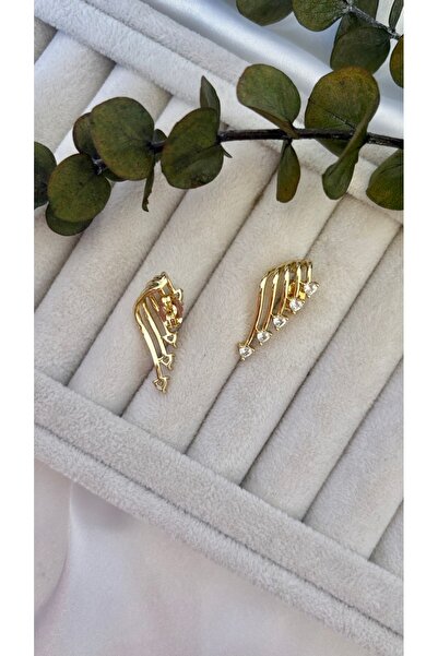 arya luxe Xuping üçlü görünüm melek kanadı model taşlı küpe