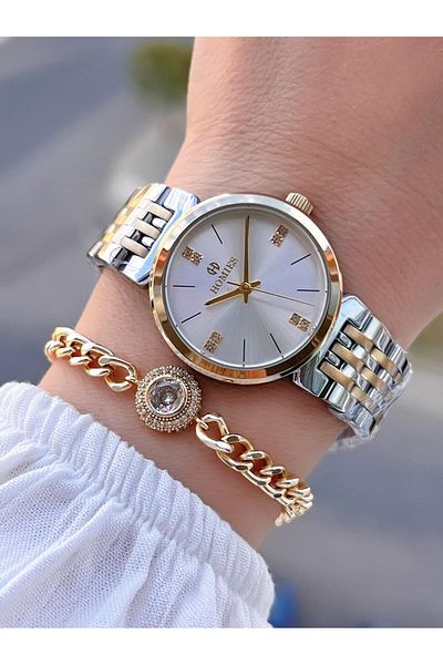 Homies Steel Cord 2 Years Warranty 30 Mt Water Resistant Women Wrist Watch+Bracelet Hm.B233240.3