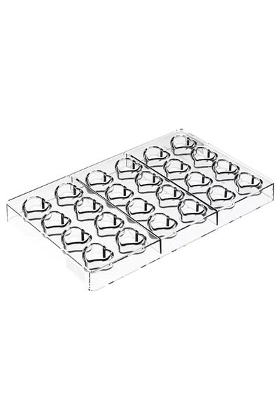 silikomart Polycarbonate mold for heart pralines, Tesoro-p, 24 cavities, 30×27×16mm