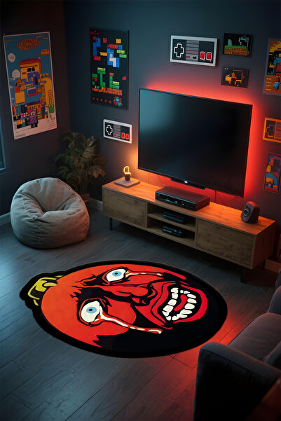 Alpacarpet Özel Kesimli Desenli Anime & Gamer Halısı Kaymaz Taban Makinede Yı...