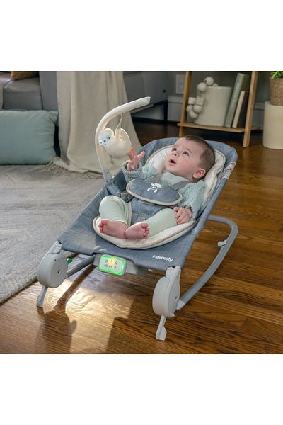 Ingenuity مقعد تدليك Happy Belly Rock-to-Bounce، للأطفال من عمر 0 إلى 6 أشهر - باركر