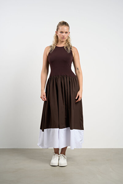 HANIQA Γυναικείο χτενισμένο βαμβακερό φόρεμα με τσέπες Princess Cut - 36-50 | 1027