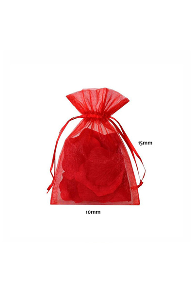 bitki diyarı Tül Kese Kına/Çerez 10x15 100lü paket (Kırmızı)