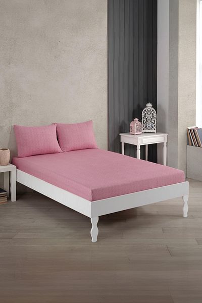 Newsevinç Ev Tekstili Double Combed Cotton Fitted Sheet 160 X 200 cm - Pink