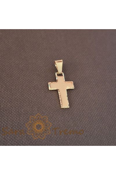 saratremo Gold-Plated Classic Simple Cross Pendant 1.5 cm - Symbol of Virgin Mary's Belt
