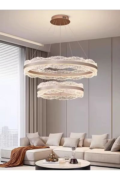 Kanz Modern two-ring bronze chandelier