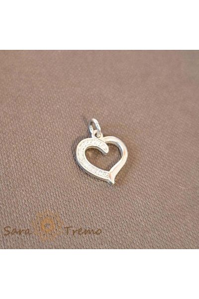saratremo Rhodium Plated Silver Pendant Shape of My Heart