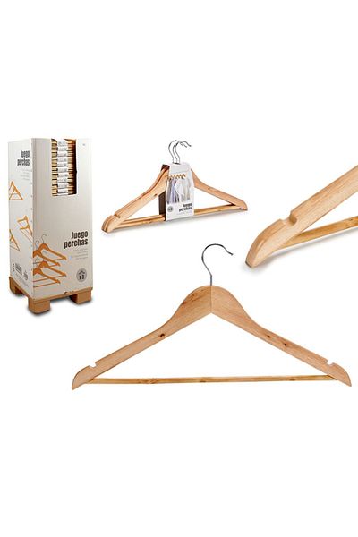 luna home Sibiu Set 3 umerase Juego Perchas din lemn cu carlig metalic