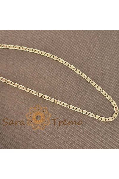 saratremo Unisex chain gold-plated with fine textured plates, 55 cm