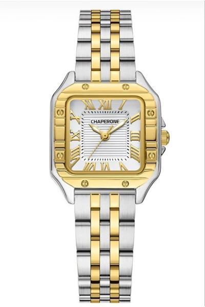 Chaperone Gümüş Renk Roma Rakamlı Kare Orjinal Kadın Kol Saati + BİLEKLİK