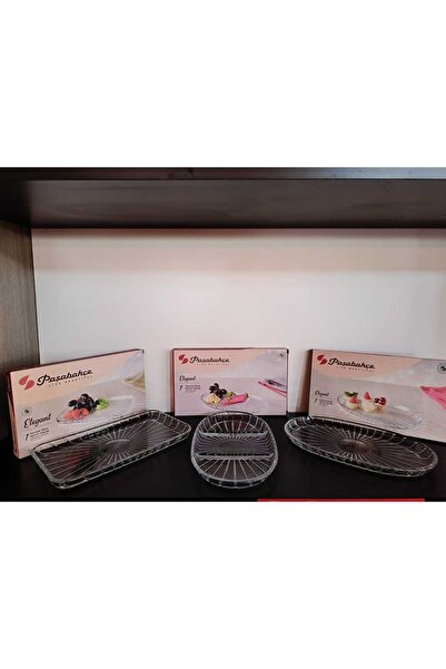 Paşabahçe Oval and Rectangular Serving Plate Set of 3 (54883+54783+54903)