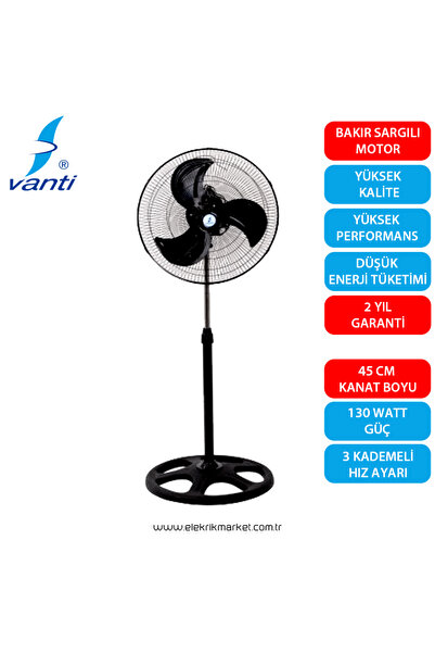 Vanti VANTİ-KCF276-130 WATT - 2 ADET -SANAYİ TİPİ DUVAR MASA VE AYAKLI VANTİL...