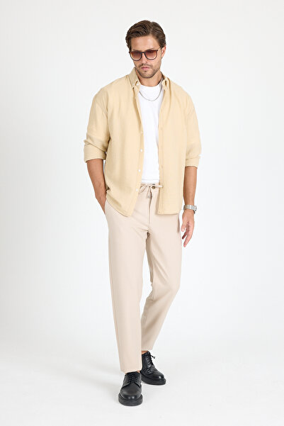 MODA Pars Brand Elastic Summer Jogger Pants White-Navy Blue-Beige Trousers Tr...