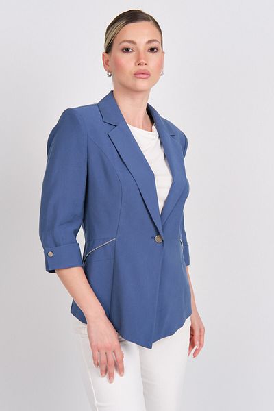 Ekol Jachetă de damă cu un singur buton cu mâneci duble 4144 Indigo