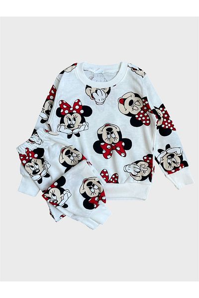 ALİŞ KİDS Girls' Cotton Seasonal White Long Sleeve Pajama Set