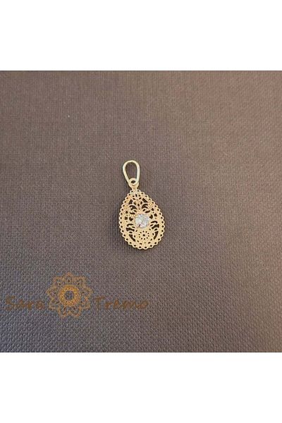 saratremo Gold-plated pendant for women - abstract lace-style cut-out design