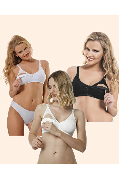 Hmd 3 bucăți sutien pentru alăptare din bumbac, culori mixte, confortabil