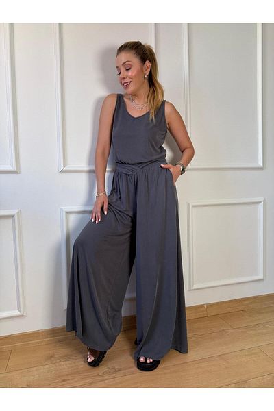 Size Özgü Anthracite Waist Detailed Trousers