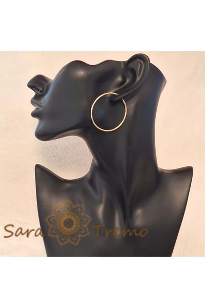 saratremo Round earrings - simple classic gold-plated - 4 cm diameter