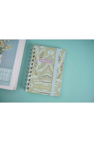 Midi Printed pattern calendar coil notebook/grey