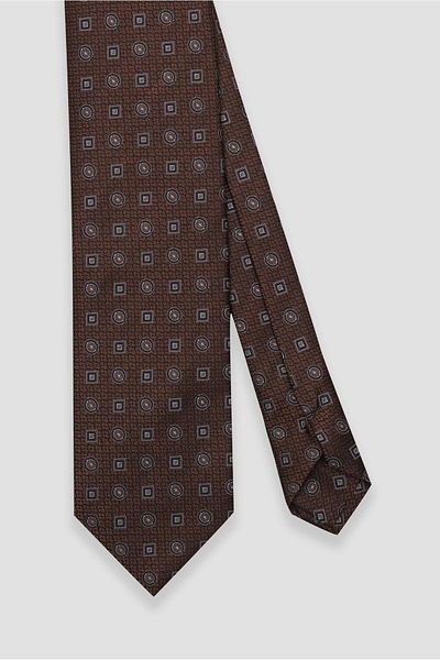 Abbate Tie 8 cm Microfiber Polyester Light Brown Men's Patterned Tie