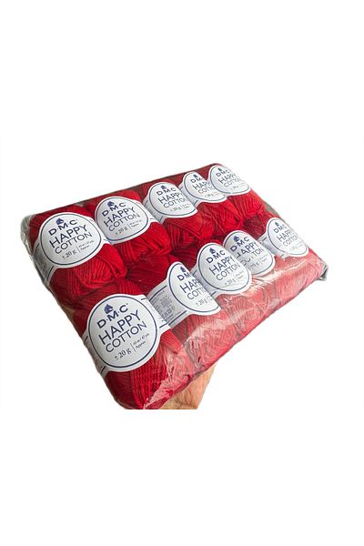 Dmc Happy Cotton DMC textile thread set, for crochet, knitting and amigurumi, 10pcs - 20g/43m, 789 red