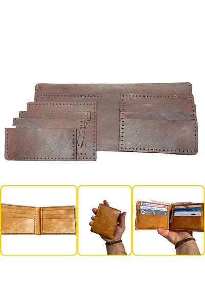 ipekbazaar Ready Cut Leather for Meriç Genuine Leather Men's Wallet with Sewing Holes