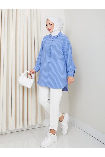 Kirazgym Striped Pattern, Anti-Sweat Fabric, Comfortable Fit Summer Tunic Shirt