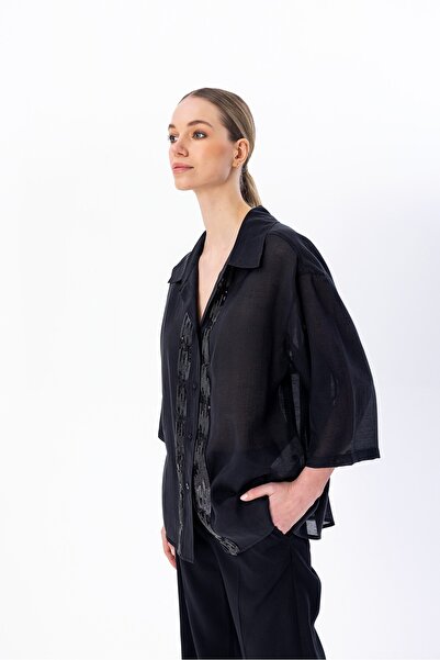 Berr-ın قميص بتفاصيل الترتر 4137