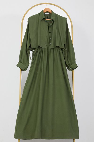 DPARİS Hijab Dress with Tie-Up Vest on the Sides