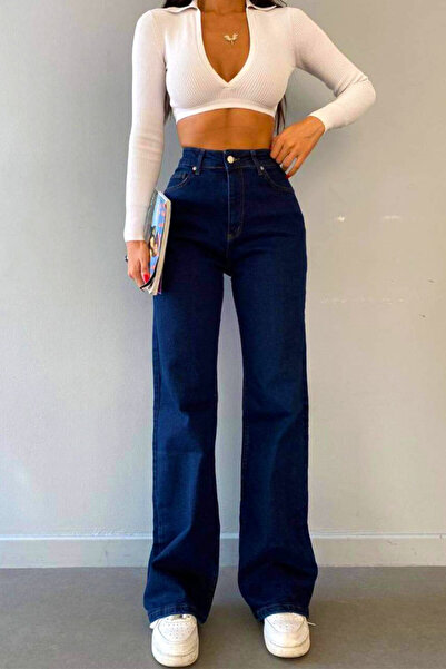 FashionForYou Blugi Gilbert cu croi larg pe picior , cu super elastan și tali...