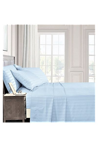 Kotonia Home Deco bed sheet, 100% cotton, Damask Satin, 240x260 cm, stripe size 1 cm, Blue